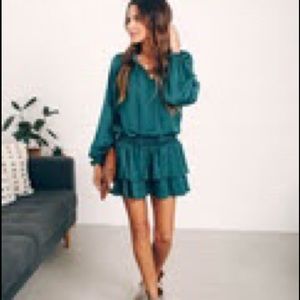 Vici Dolls Green Satin Ruffled Dress! Size S!